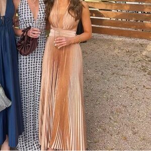 L’IDEE from Rent the Runway Cream/Orange Maxi Gown for Wedding